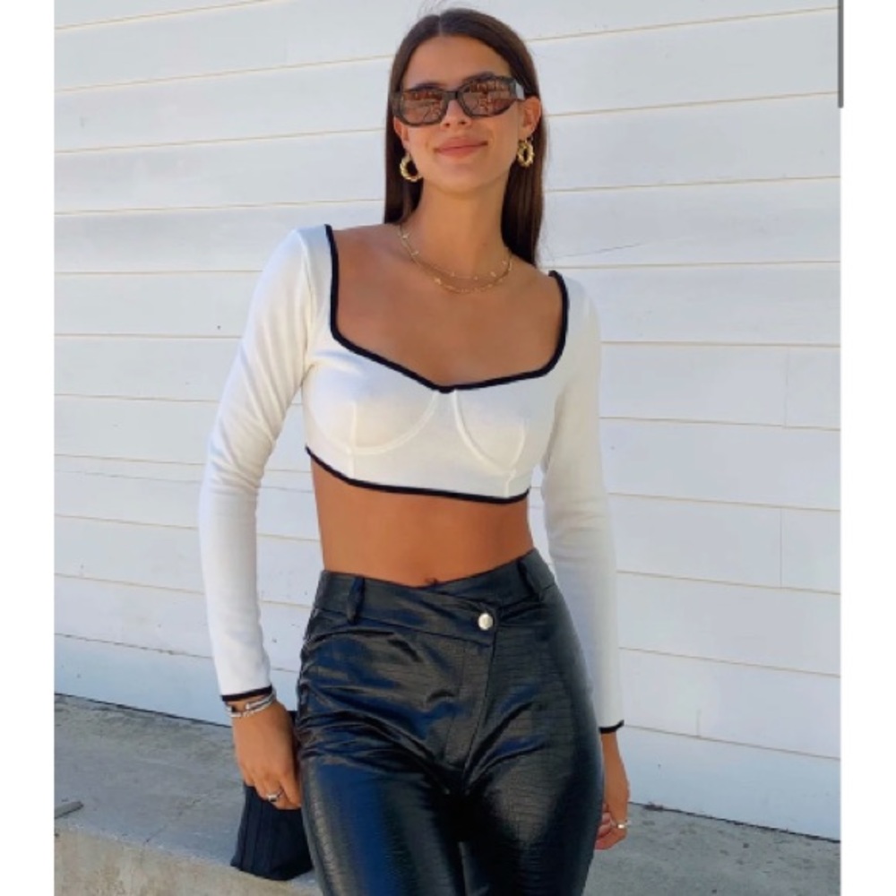 White Long Sleeved Bustier Top